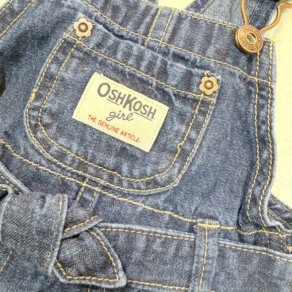 OSHKOSH Girl Denim Overall Dress Size 9months Dark Wash - Picture 3 of 5